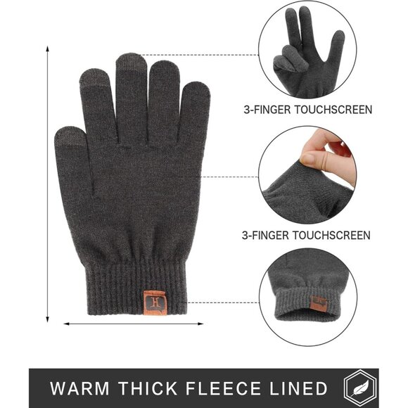 🆕 Women Grey Stretch Thermal Magic Gloves Warm Winter Knitted Fleece Texting - Picture 2 of 6